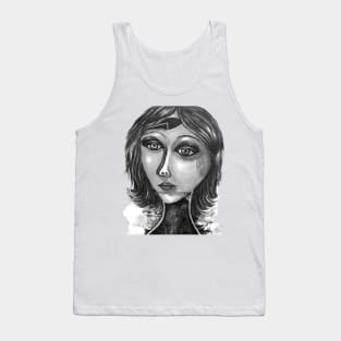 Expressionism modern artwork | Black &White Woman portrait Tank Top